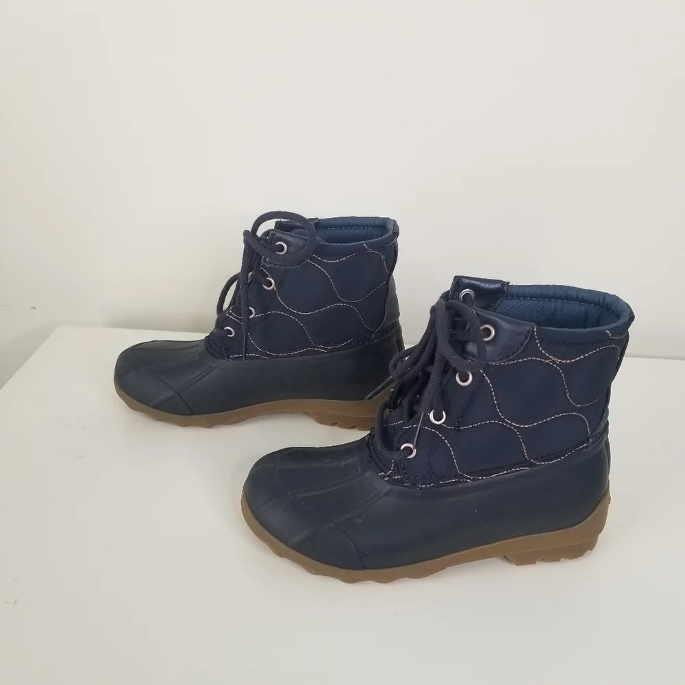 Sperry Navy Gold Quilted Port Boot Size 1M Girls Youth